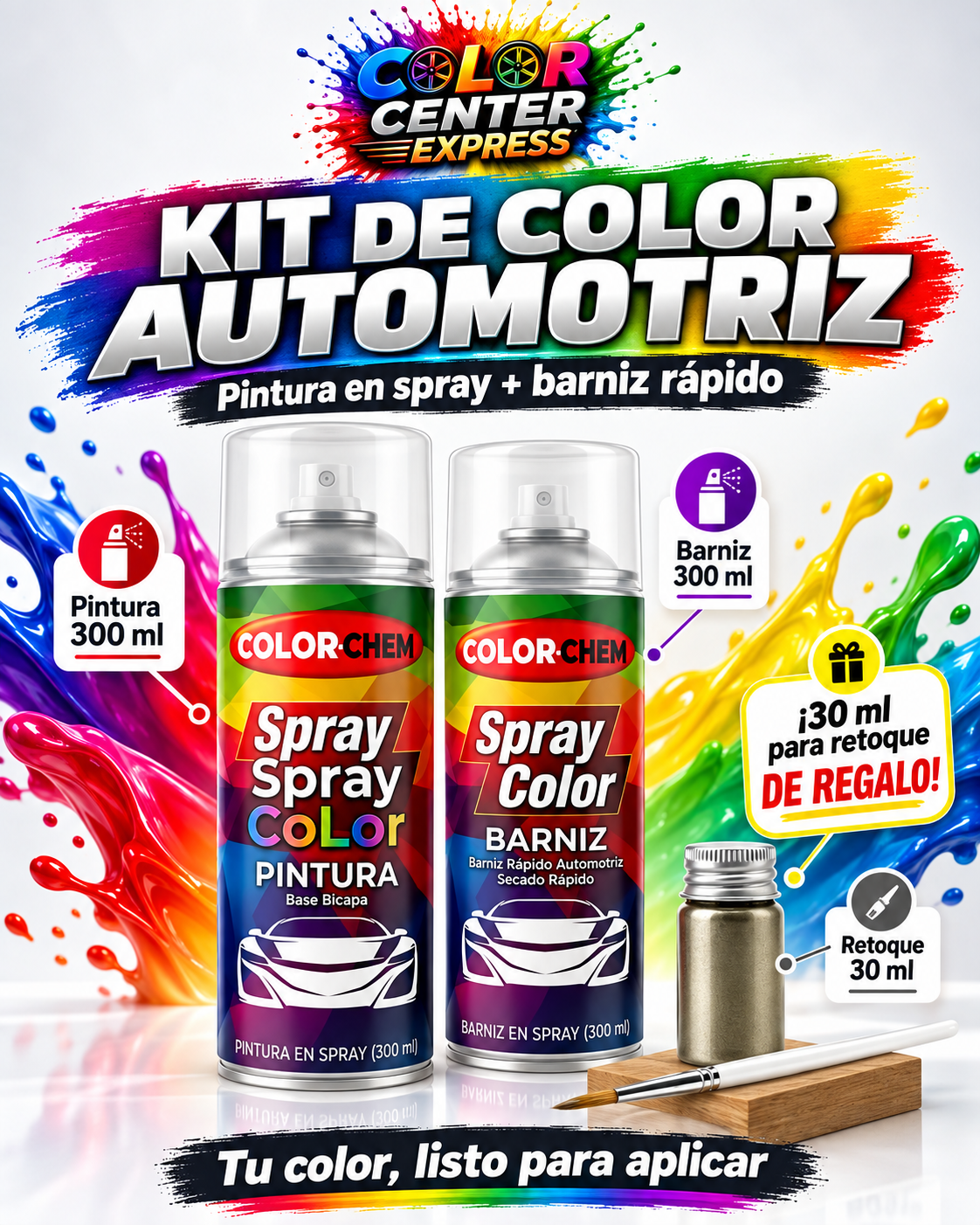 Espray de Pintura Automotriz por Codigo de color